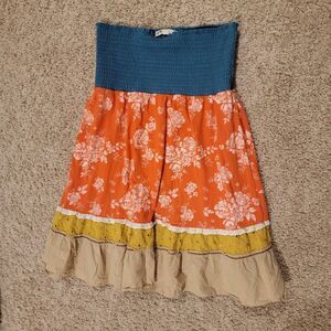 Jolt Y2k‎ Tube Top Size Large Smocked Boho Tiered Floral Colorblock Gypsy Hippie